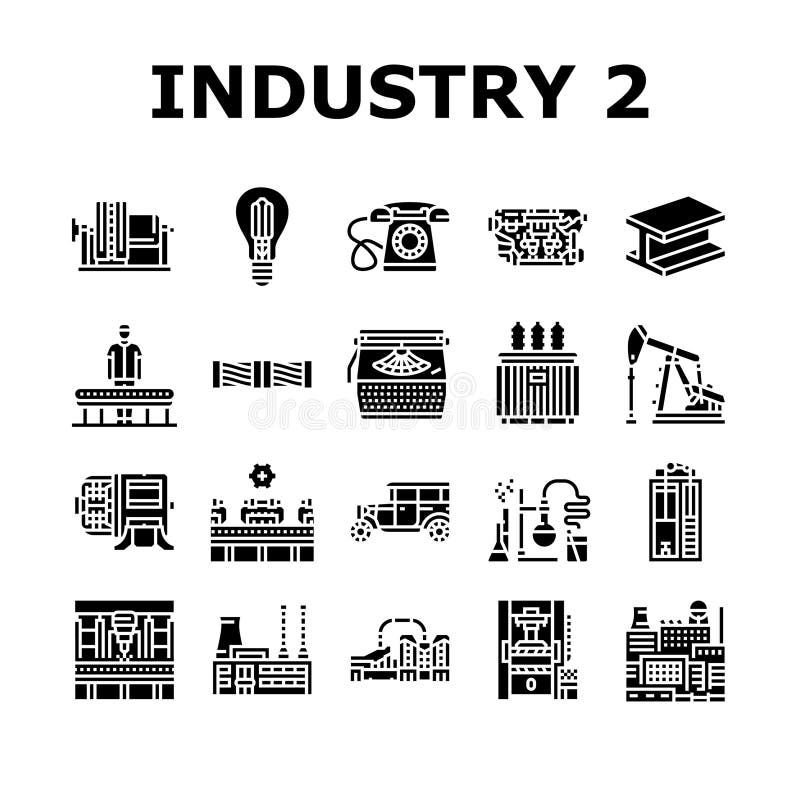 Industry 2. 0 automation robotics icons set vector. iot ai, machinelearning smartfactory, digitalization connectivity, dataanalytics industry 2. 0 automation robotics glyph pictogram Illustrations. Robotics icons vectors