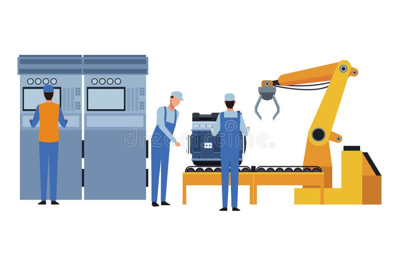 Industry Car Manufacturing Cartoon Stock Vector - Illustration of