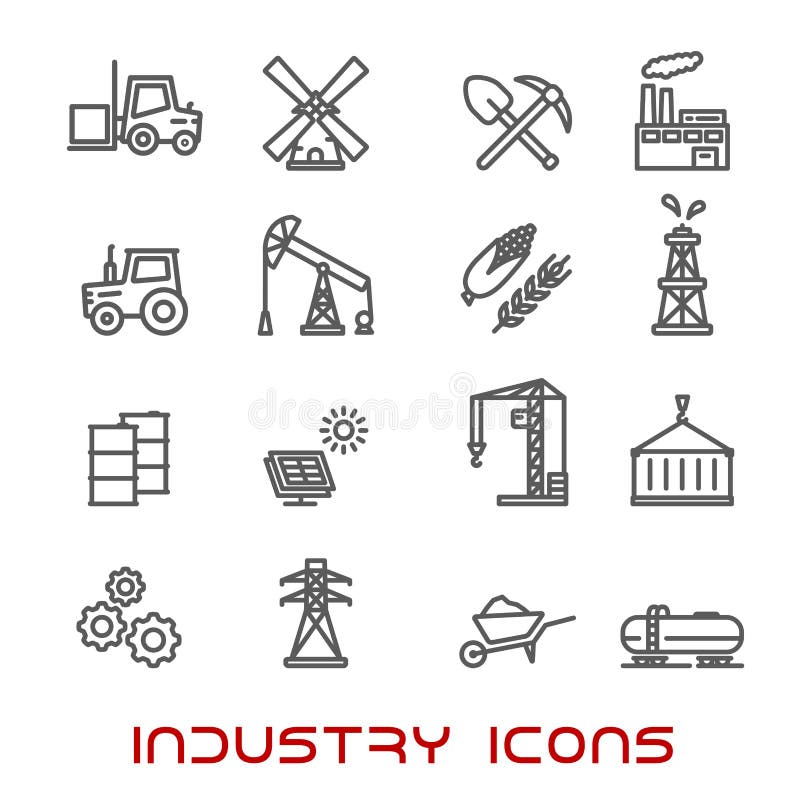 Industry and ecology thin line icons vector illustration Industry and ecology thin line icons vector illustration