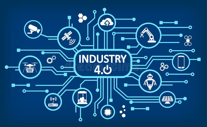 Industry 4.0 infographic factory of the future â€“ for stock