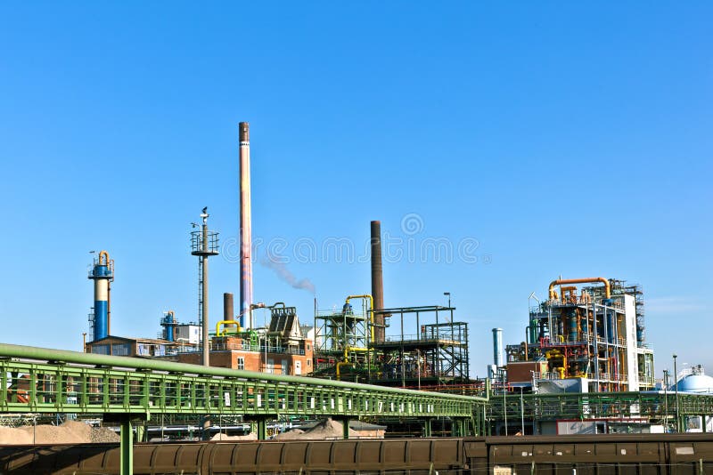 Industry park with silo and chimney