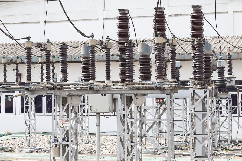 Industry Powerplant with High Voltage Powerline Stock Image Image
