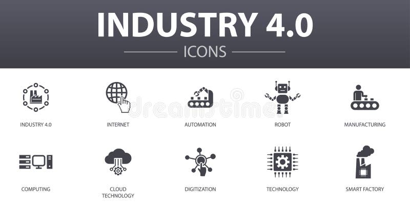 Industry 4.0 simple concept icons