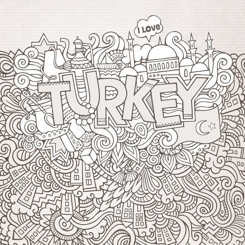 Indyczy ręki literowanie i doodles elementy ilustracja wektor Indyczy ręki literowanie i doodles elementy ilustracja wektor