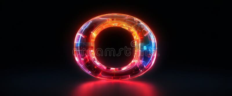 Inel neon vibrant 3D cu texturi geometrice strălucitoare vector illustration