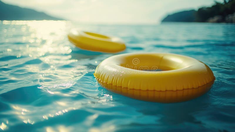 Inele gonflabile galbene stock images