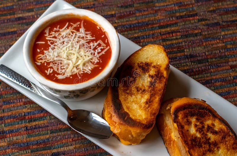 Food Grilled Cheese and Tomato Soup Stock Vector Illustration of