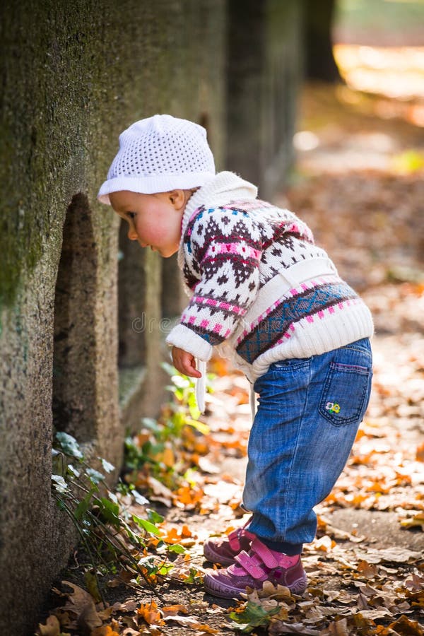 Infant baby girl in park