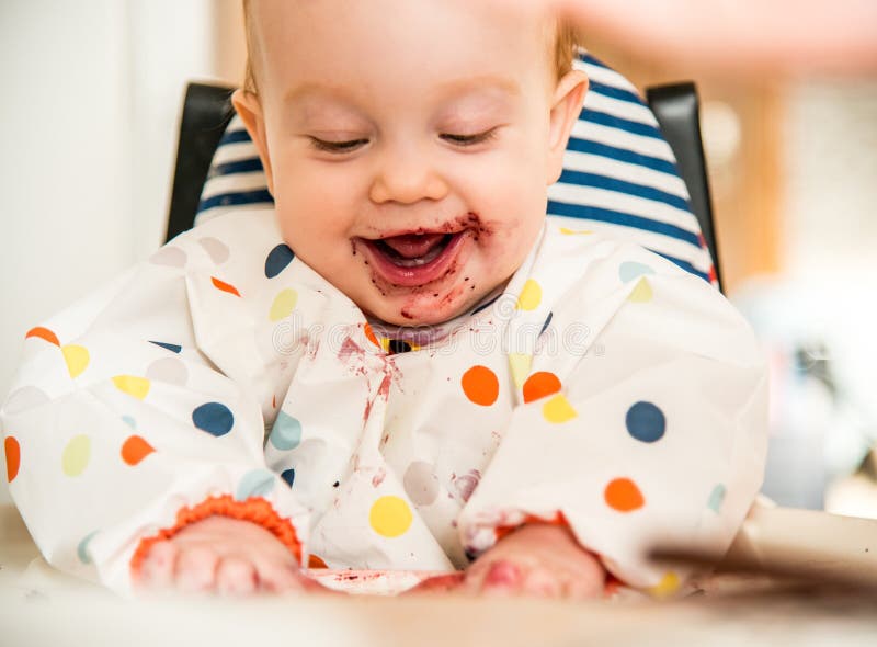 Infant Boy Eating Alone with Hands Stock Photo Image of caucasian, eating 107869758