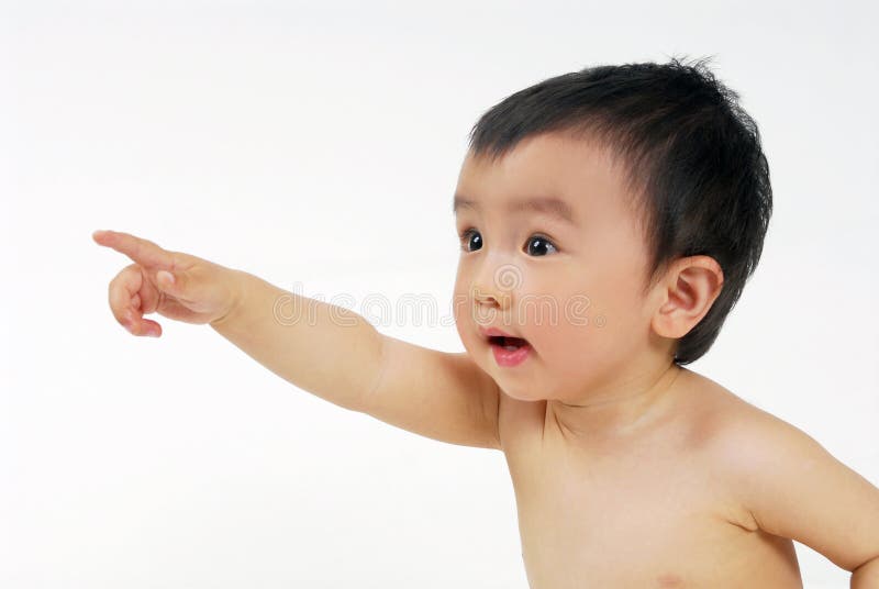 Infant boy pointing