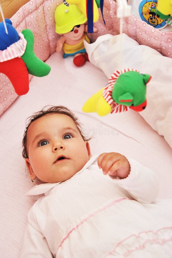 Funny baby with toy stock photo. Image of eyed, plush 15033878