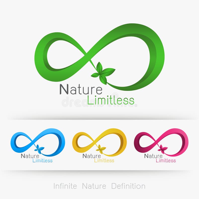 Infinidade do logotipo com folha, ilustração stock Infinidade do logotipo com folha, ilustração stock