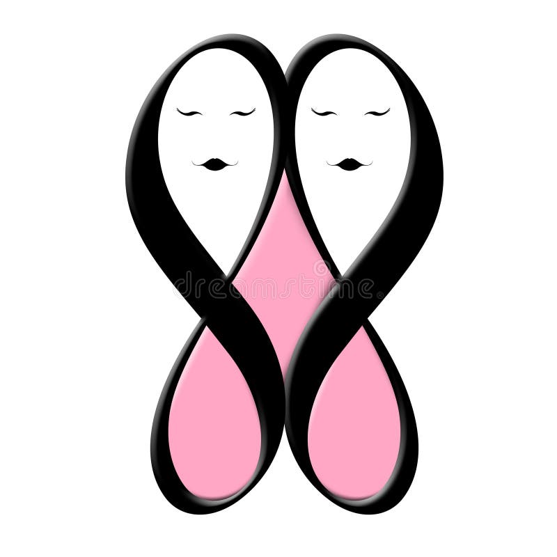 Infinite Love Sisters in Pink Stock Illustration Illustration of