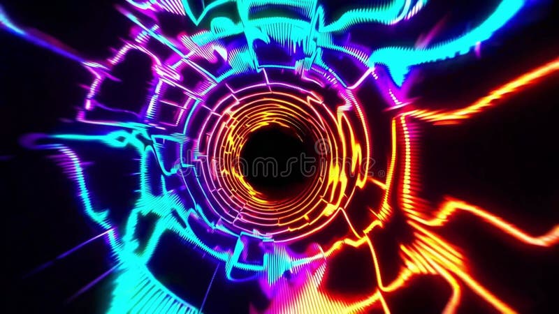 Infinite soundwave tunnel with pulsating audio-reactive geometry vector illustration