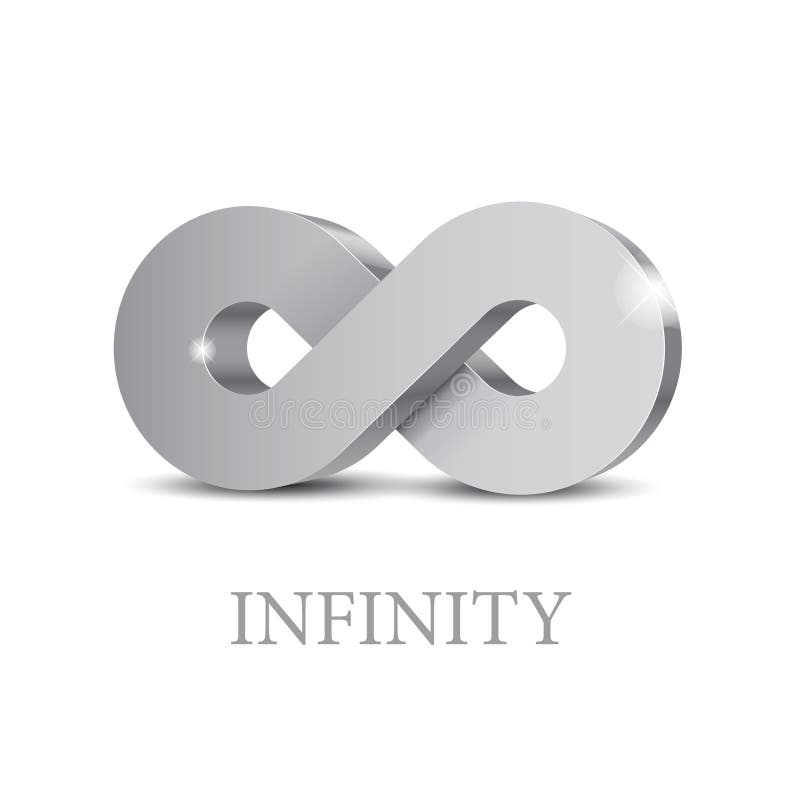 Infinity 3d silver Symbol. stock illustration. Illustration of loop