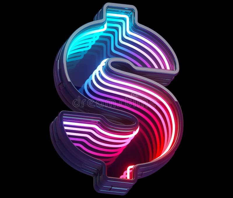 Infinity light neon font. Dollar symbol stock illustration