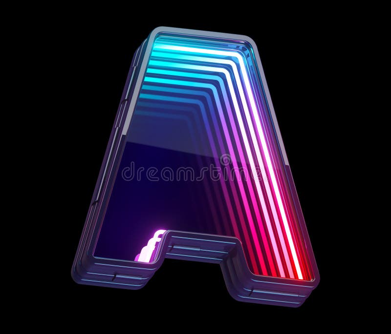 Infinity light neon font. Letter A. vector illustration