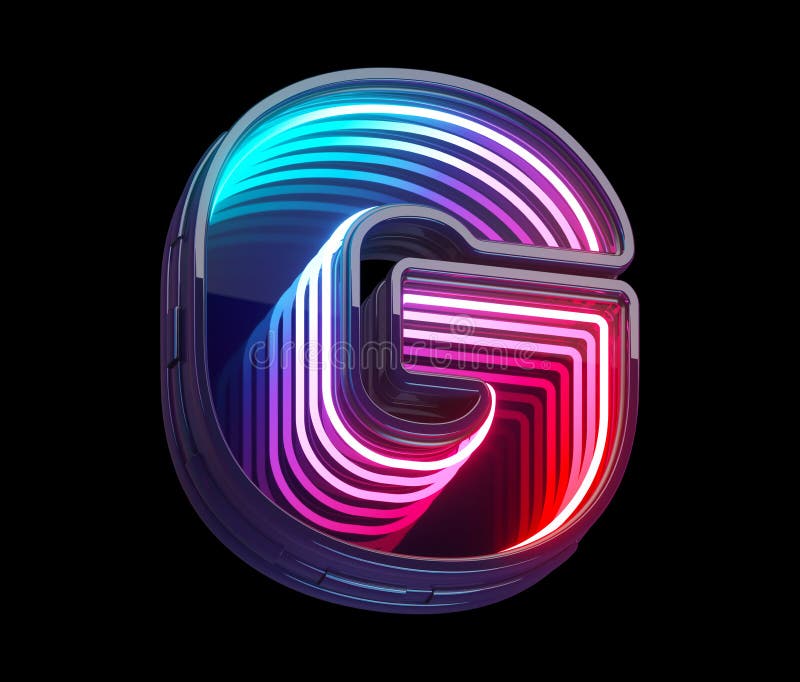 Infinity light neon font. Letter G. royalty free illustration