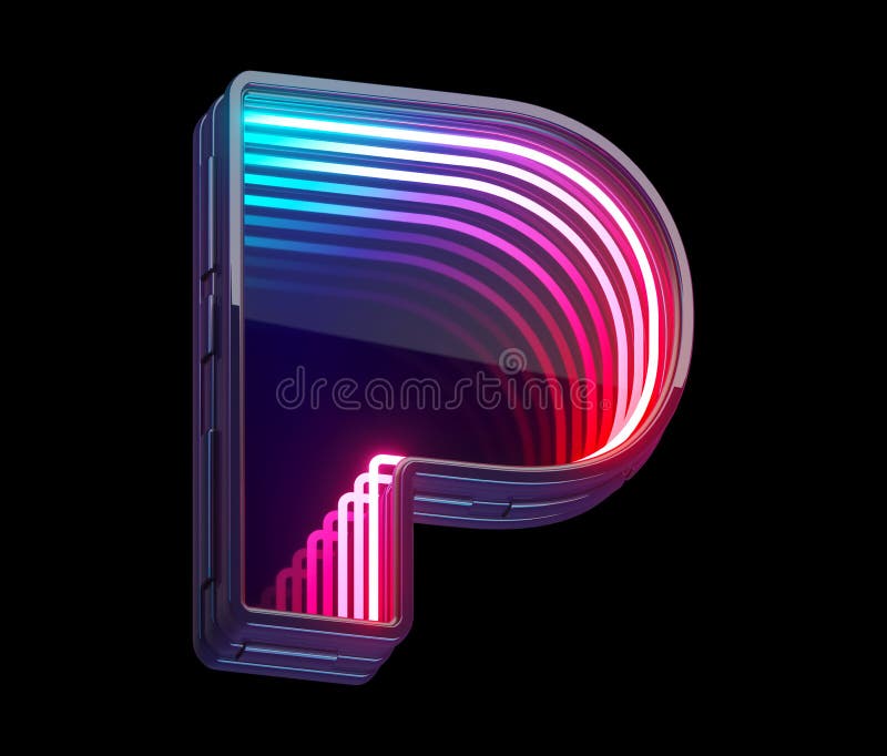 Infinity light neon font. Letter P. vector illustration