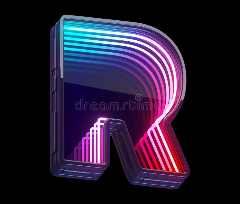 Infinity light neon font. Letter R stock illustration
