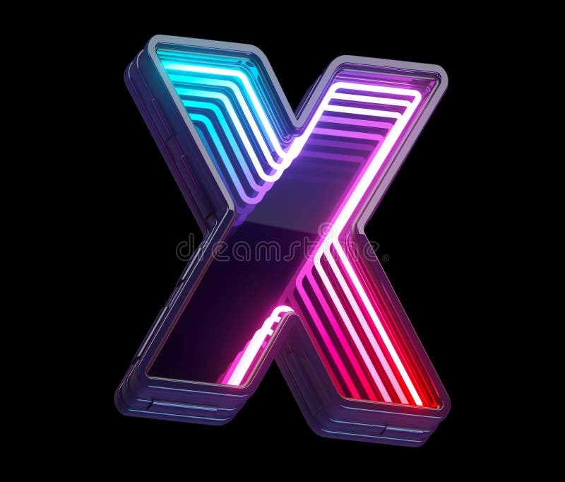 Infinity light neon font. Letter X vector illustration