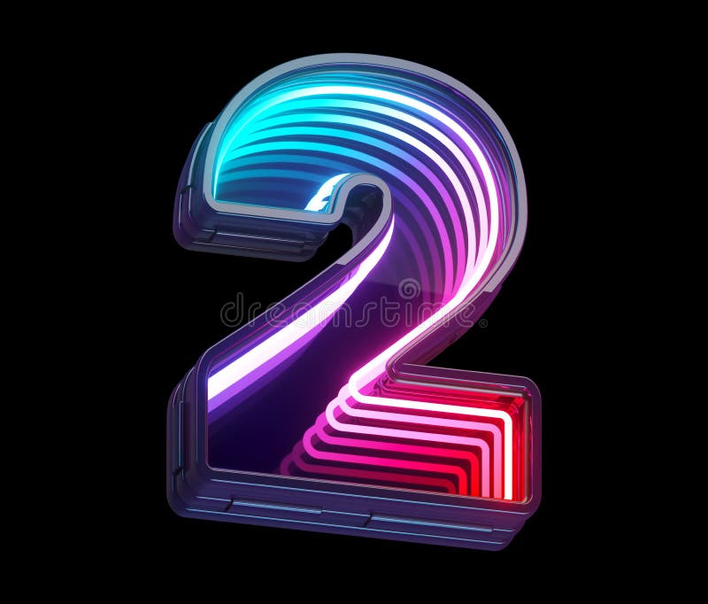 Infinity light neon font. Number 2. vector illustration