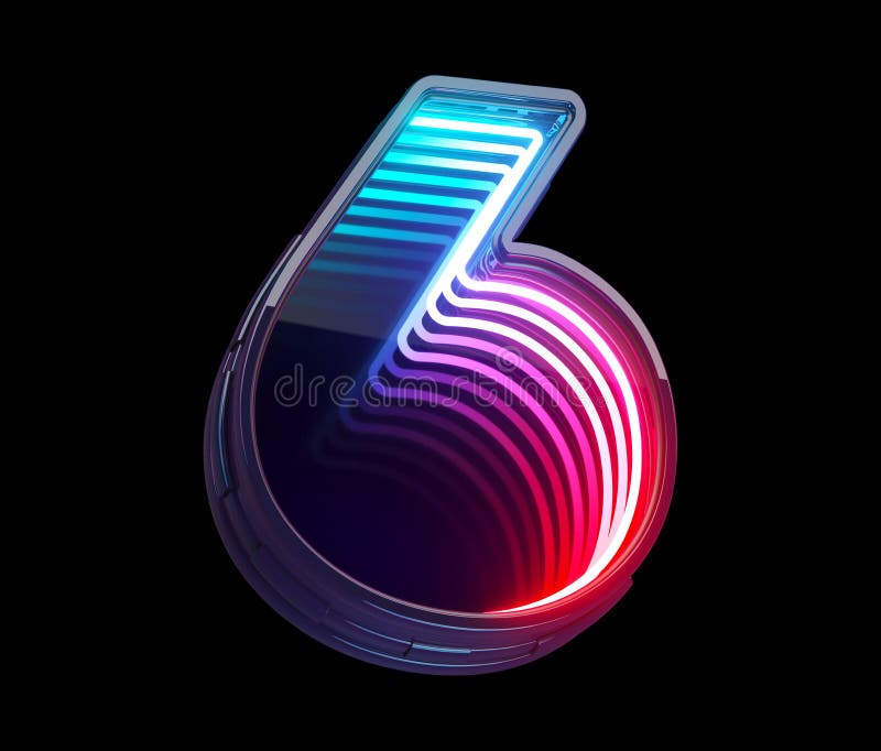 Infinity light neon font. Number 6. royalty free illustration