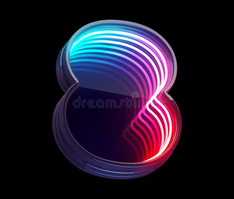 Infinity light neon font. Number 8. vector illustration