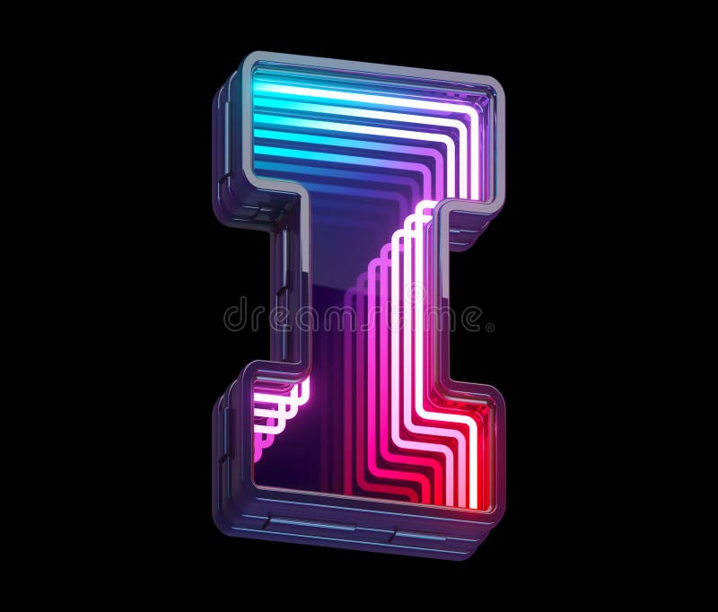 Infinity light neon font. Letter I stock illustration