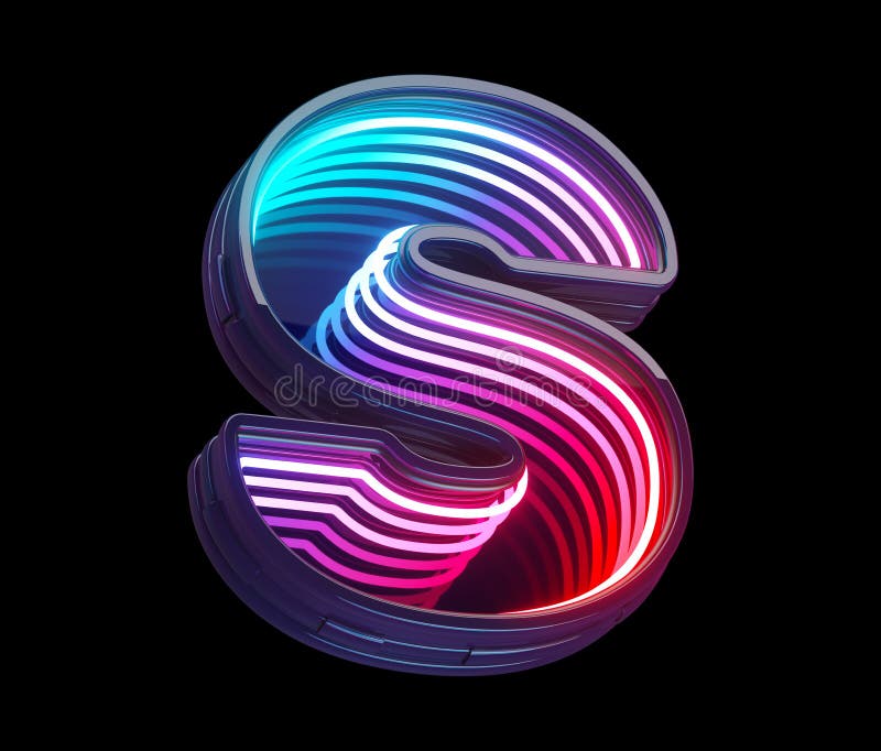 Infinity light neon font. Letter S vector illustration