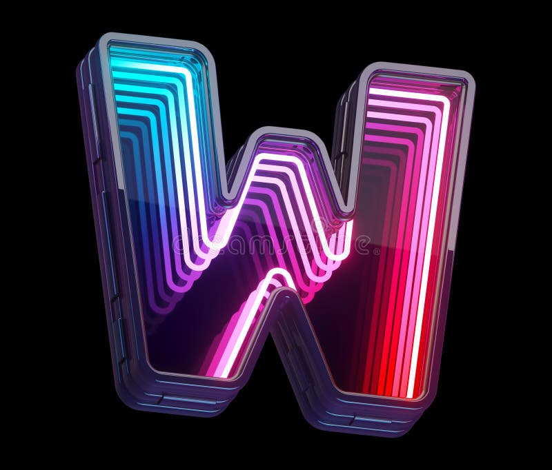 Infinity light neon font. Letter W royalty free illustration