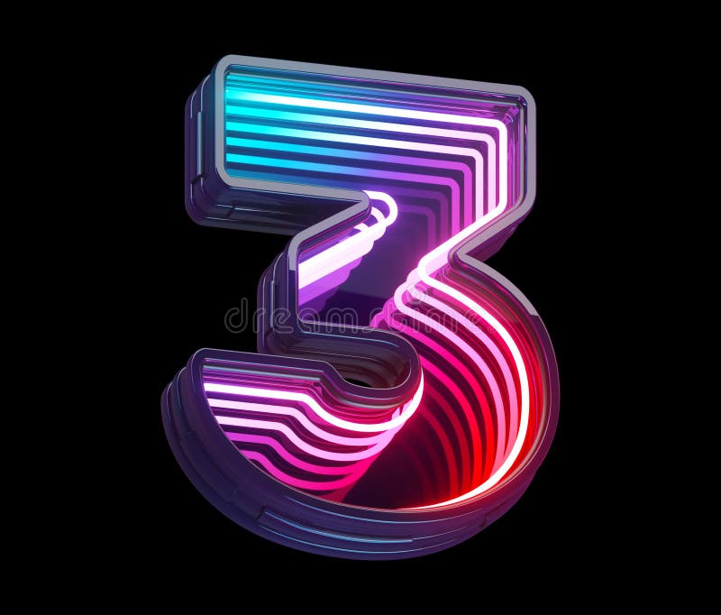 Infinity light neon font. Number 3. royalty free illustration
