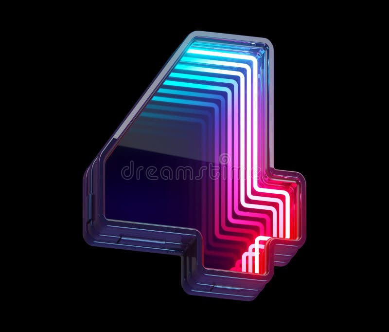 Infinity light neon font. Number 4. stock illustration