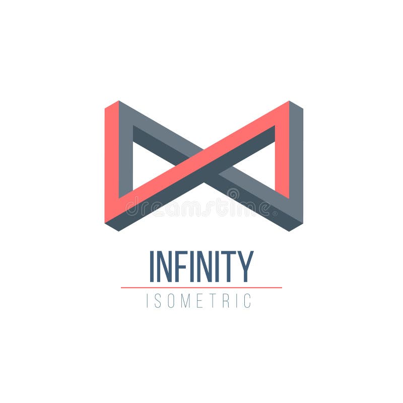 Infinity logo 3D geometric symbol, optical illusion shape , overlapping elements. Stock Vector illustration isolated on white royalty free illustration