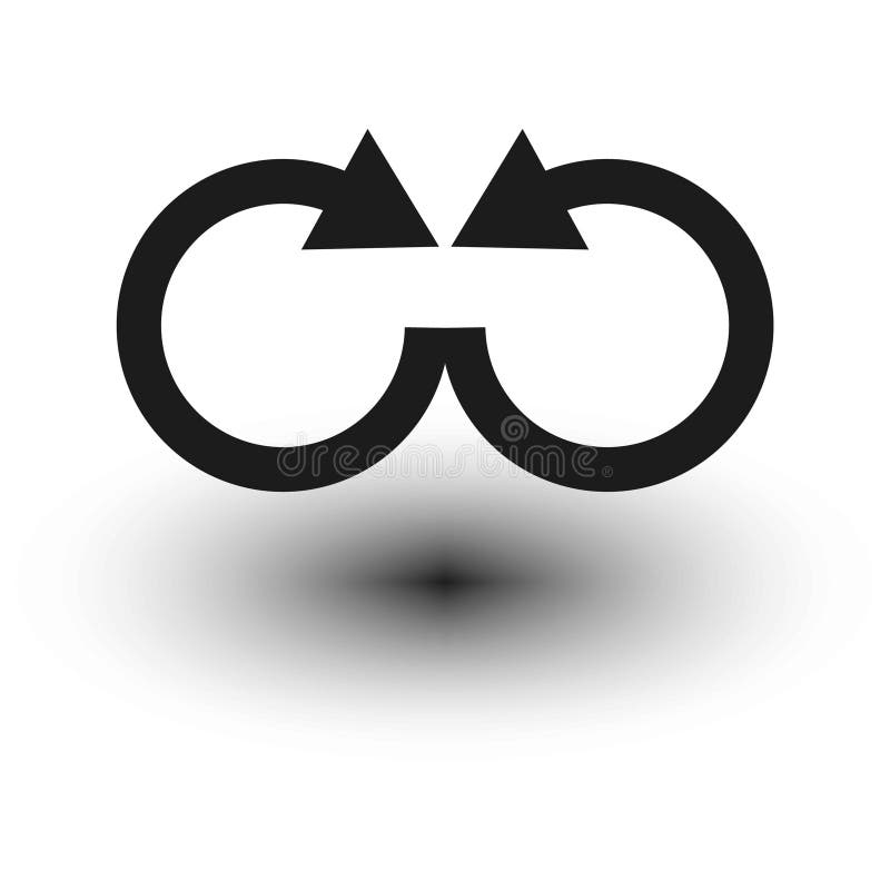 Infinity loop vector. Circular arrow symbol. Dynamic rotation design. Black shadow icon. vector illustration