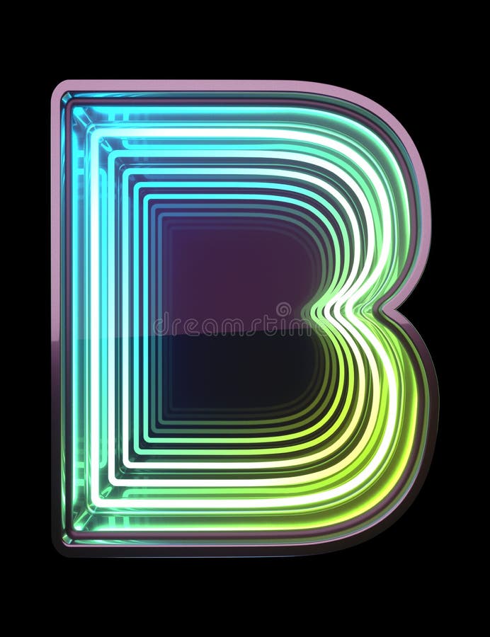 Infinity Neon font. Minth light. Letter B. stock photos