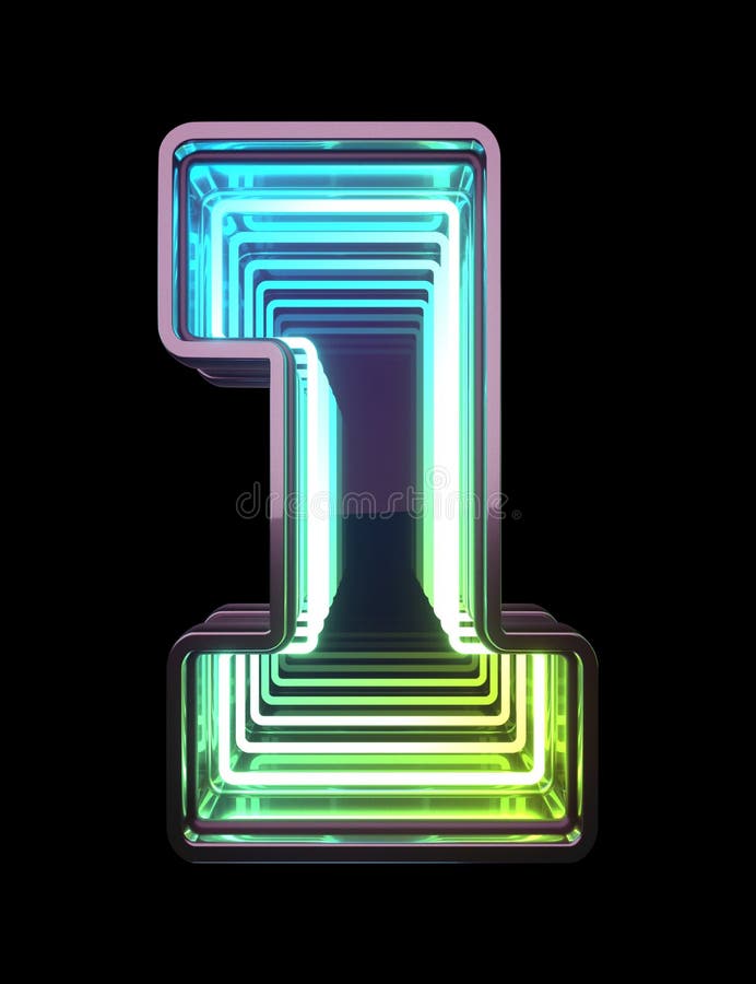 Infinity Neon font. Minth light. Number 1. royalty free stock photography
