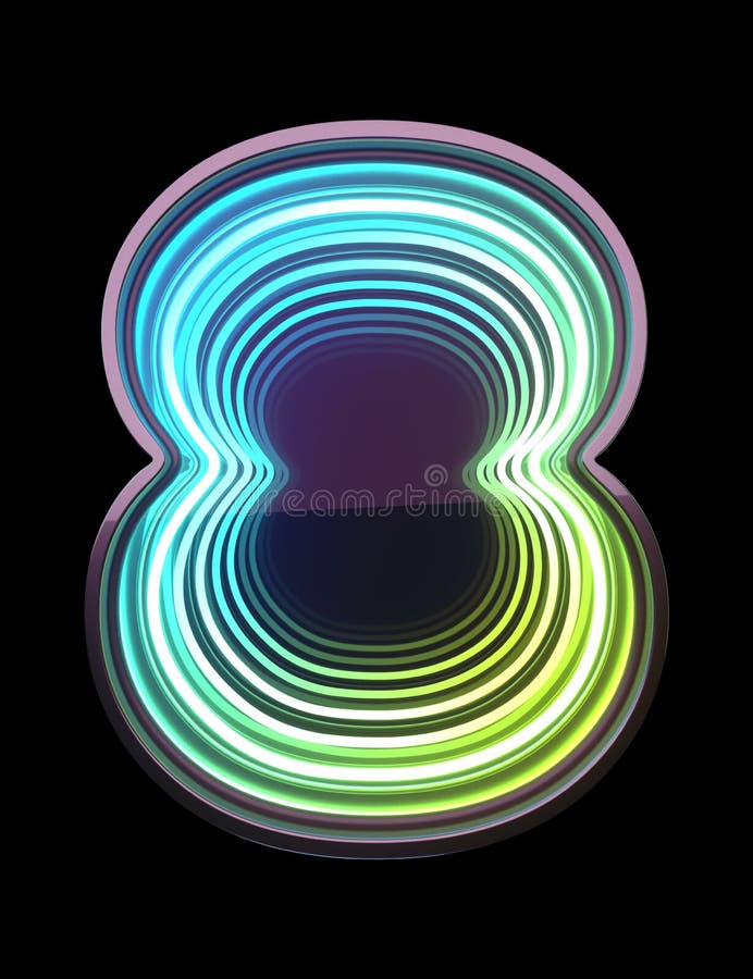 Infinity Neon font. Minth light. Number 8. royalty free stock image