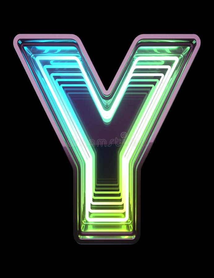 Infinity Neon font. Minth light. Letter Y. stock images