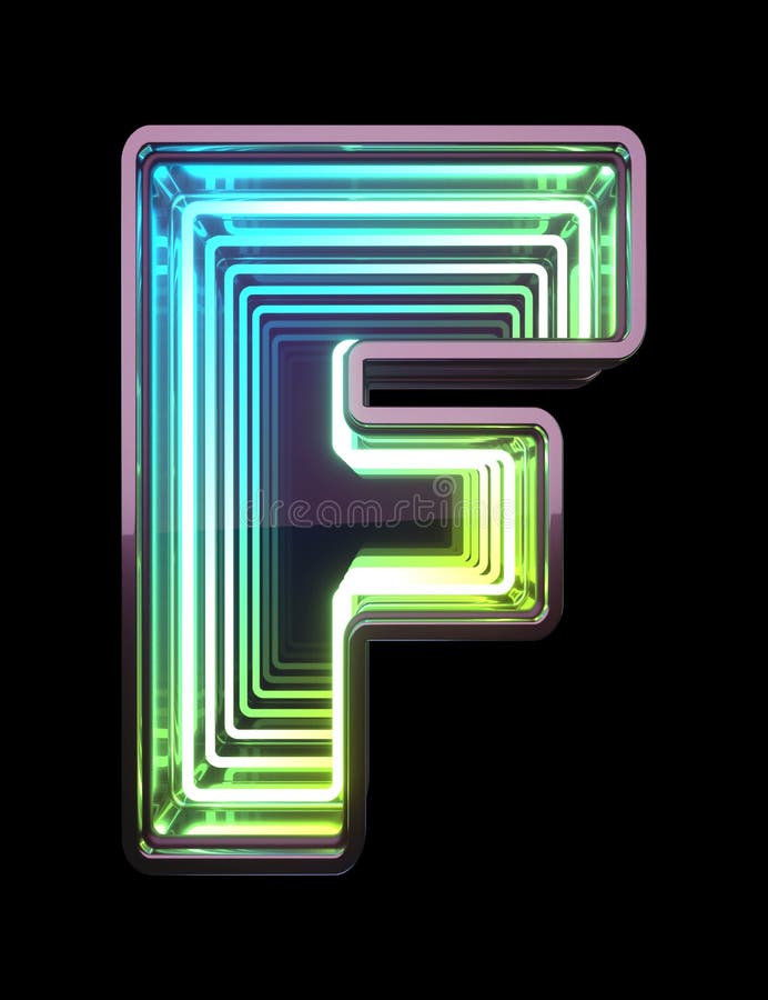 Infinity Neon font. Minth light. Letter F. royalty free stock photos