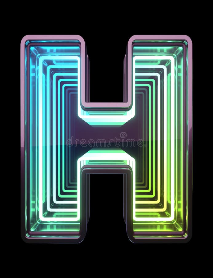 Infinity Neon font. Minth light. Letter H. vector illustration