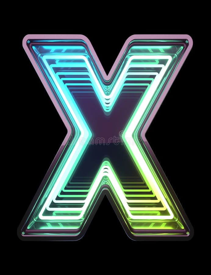 Infinity Neon font. Minth light. Letter X. stock photography