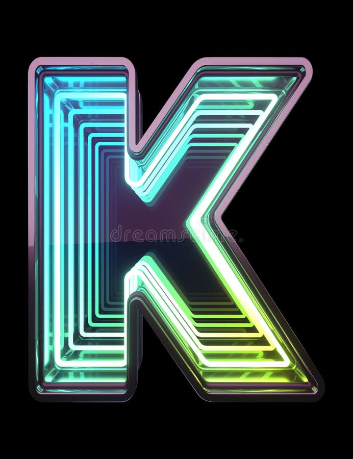 Infinity Neon font. Minth light. Letter K. royalty free stock images