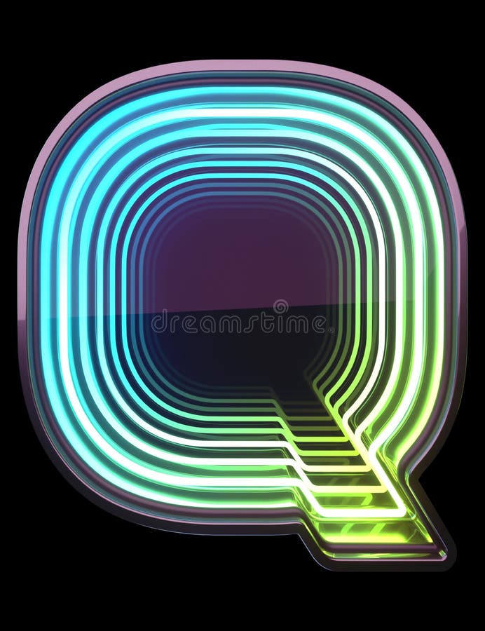 Infinity Neon font. Minth light. Letter Q. royalty free stock photography