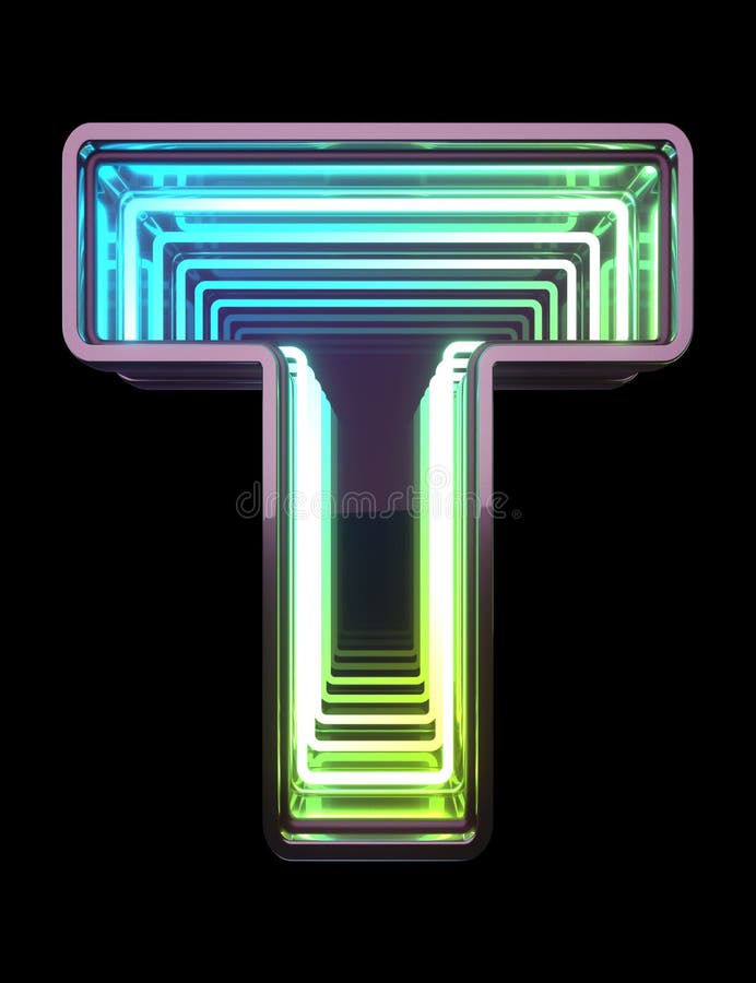 Infinity Neon font. Minth light. Letter T. royalty free stock photography