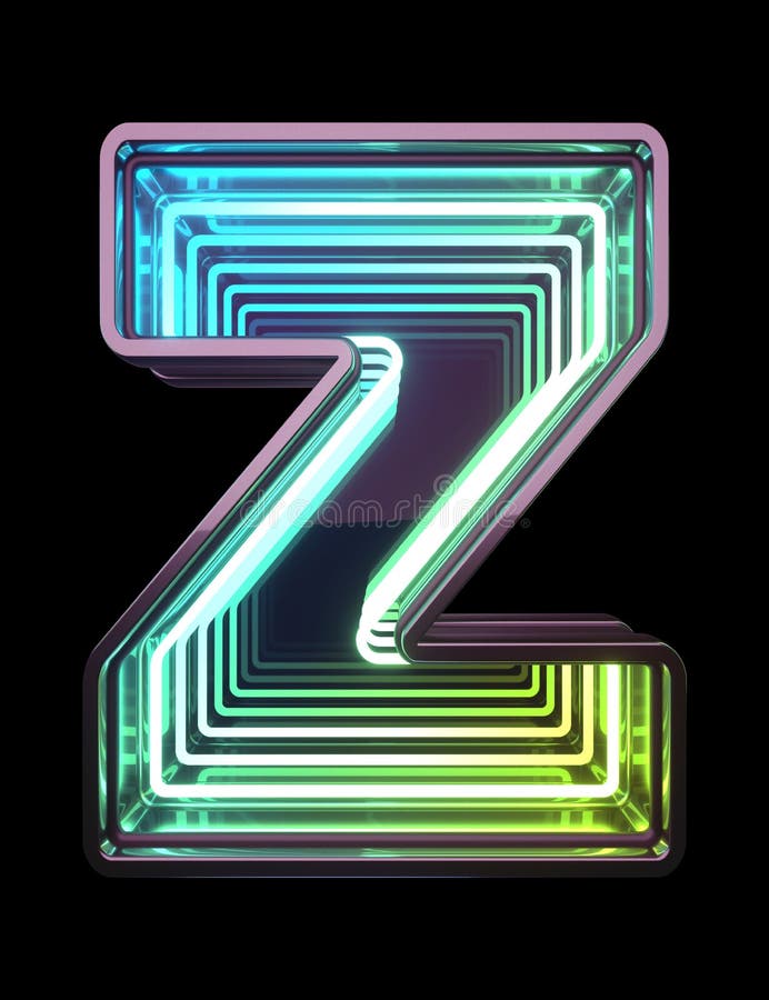 Infinity Neon font. Minth light. Letter Z. stock image