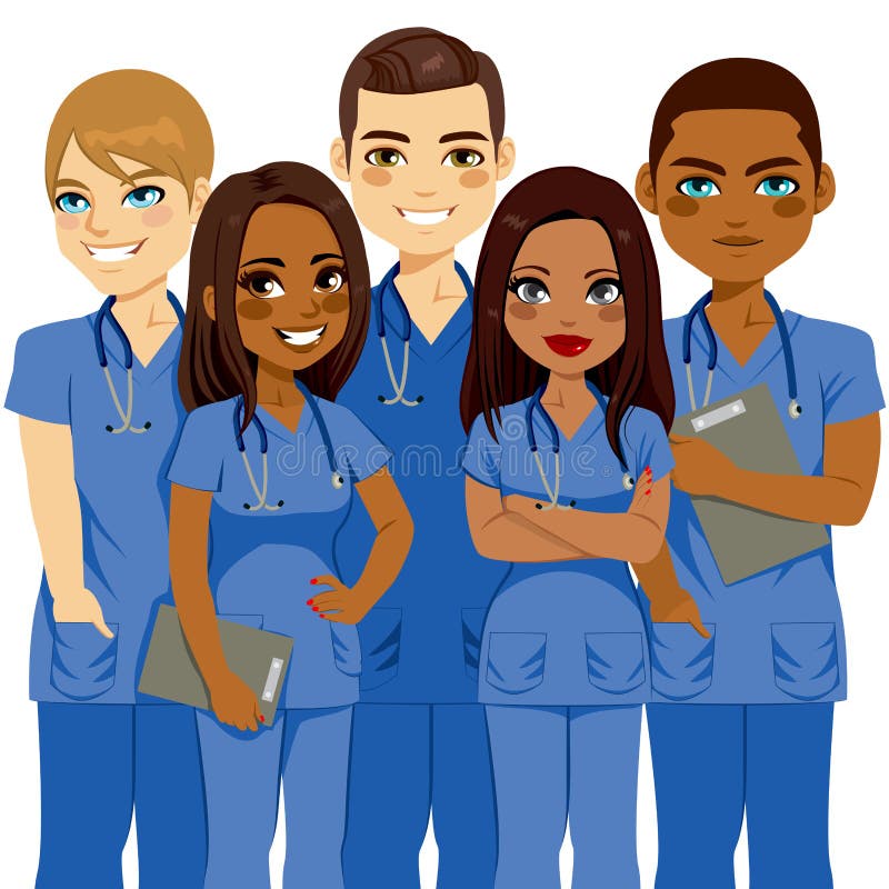 Infirmière Health Mask Team Illustration de Vecteur - Illustration du