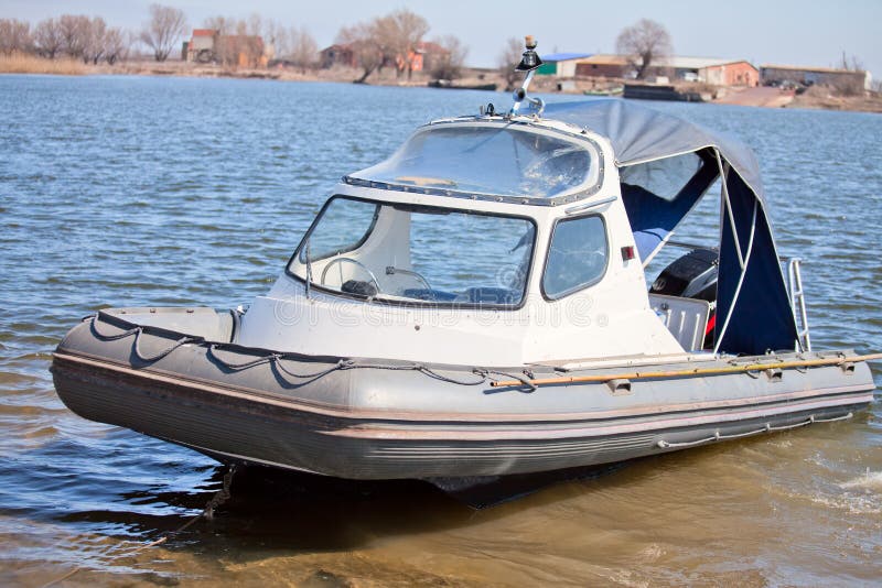 Inflatable Boat With A Cabin Stock Image - Image of ship 