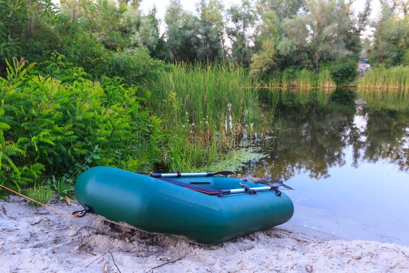 Inflatable Boat on Lake Shore Stock Image Image of shoreline, coast 60268479