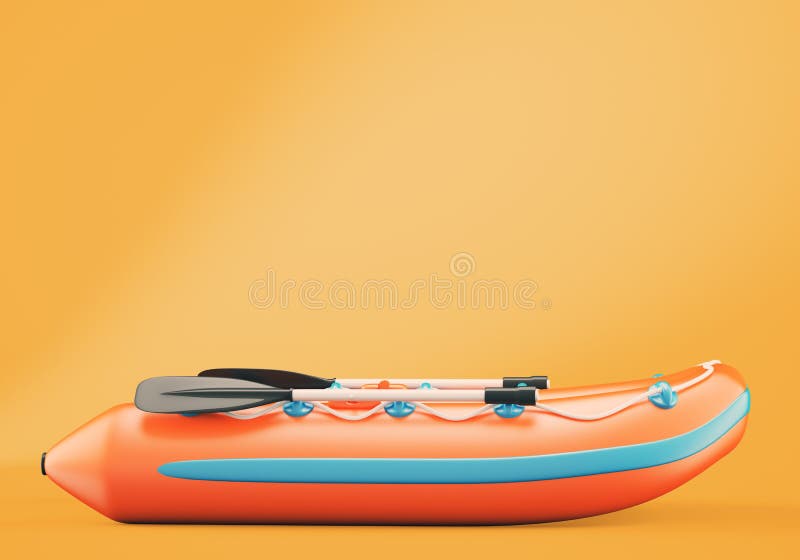 Inflatable boat on orange background